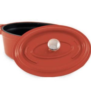 Commichef Cast Aluminium Oval Mini Cocotte with Lid Red 11.5cm