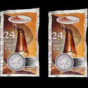 2 PACKS FERMFAST 24 HOUR SUPER TURBO YEAST 14% ALCOHOL FASTVODKA WHISKEY STILL