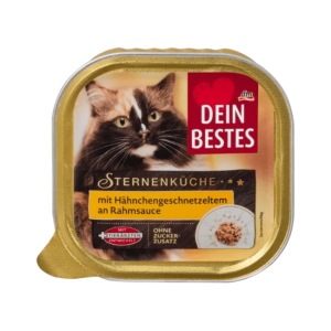 Dein Bestes Nassfutter Katze mit Hähnchengeschnetzeltem an Rahmsoße, Sternenküche 100 g