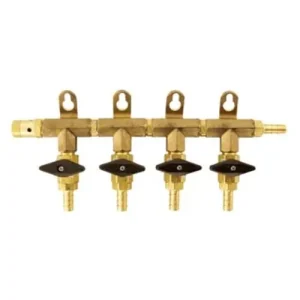 CO2 Gas Line Manifold – MODULAR 4 Way Brass Splitter with Individual Shutoffs and Check Valves